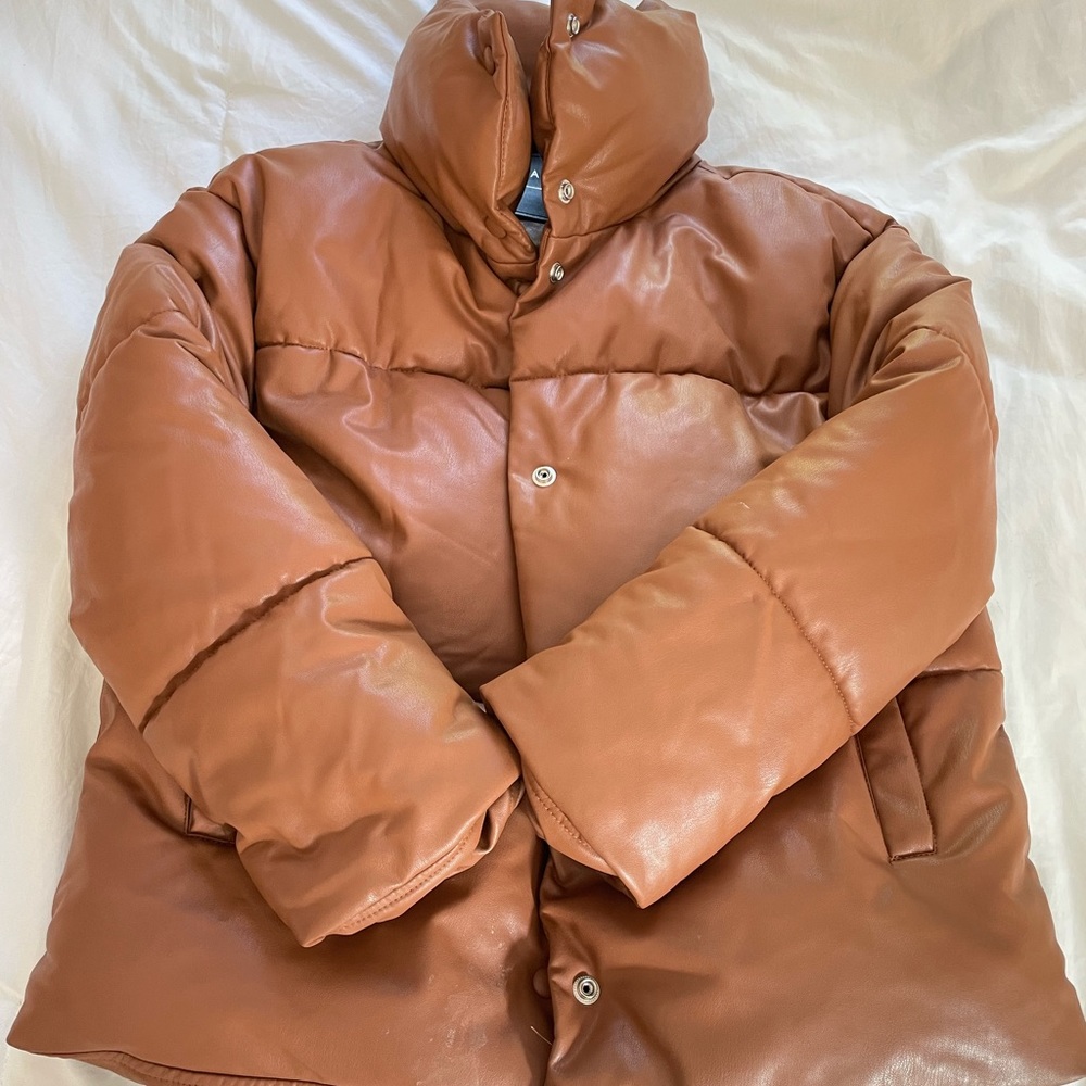 BAGATELLE Brown Faux Leather Puffer size XS